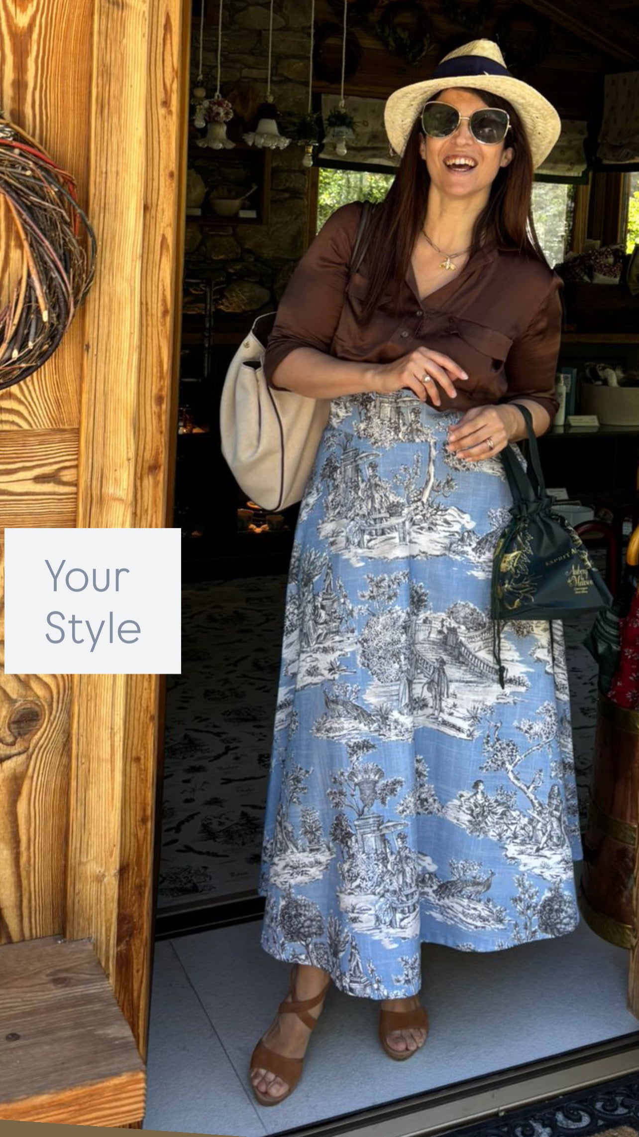 Gonna Toile de Jouy Valentino raso di cotone Azzurra