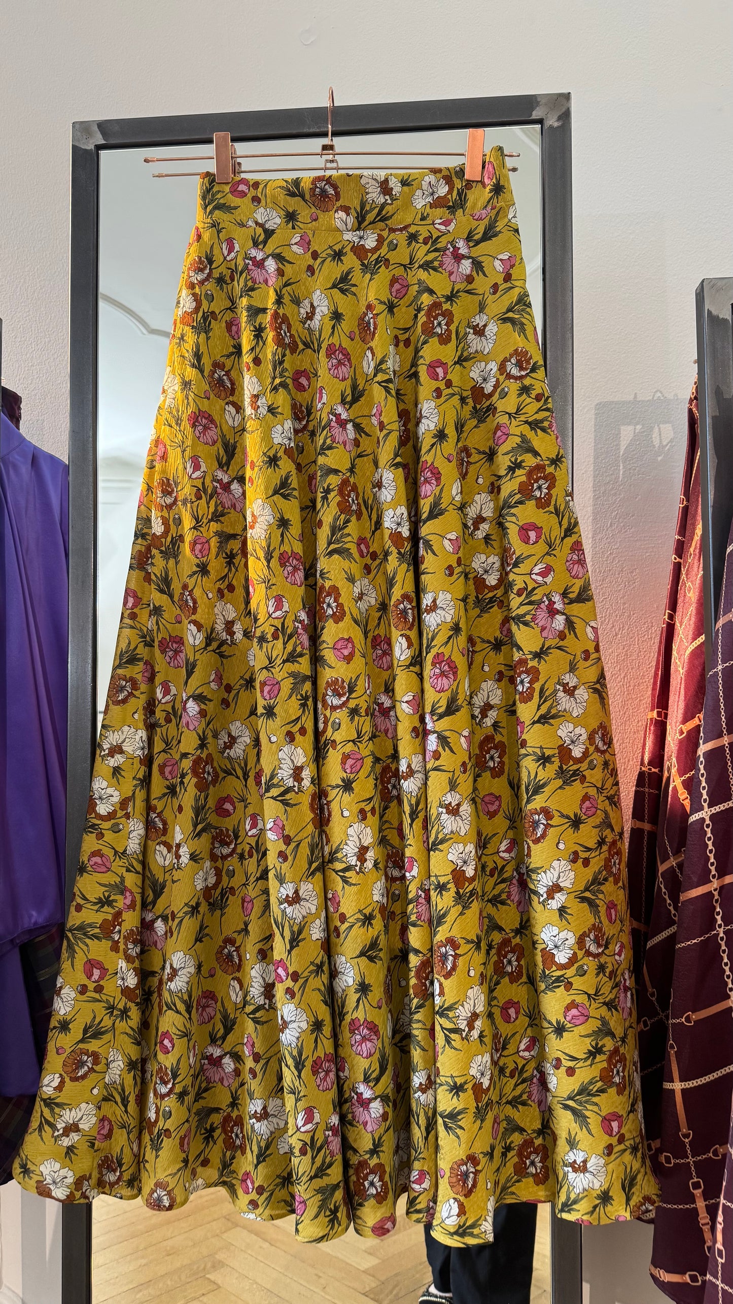 Gonna Malu’ chiffon ocra con fiori