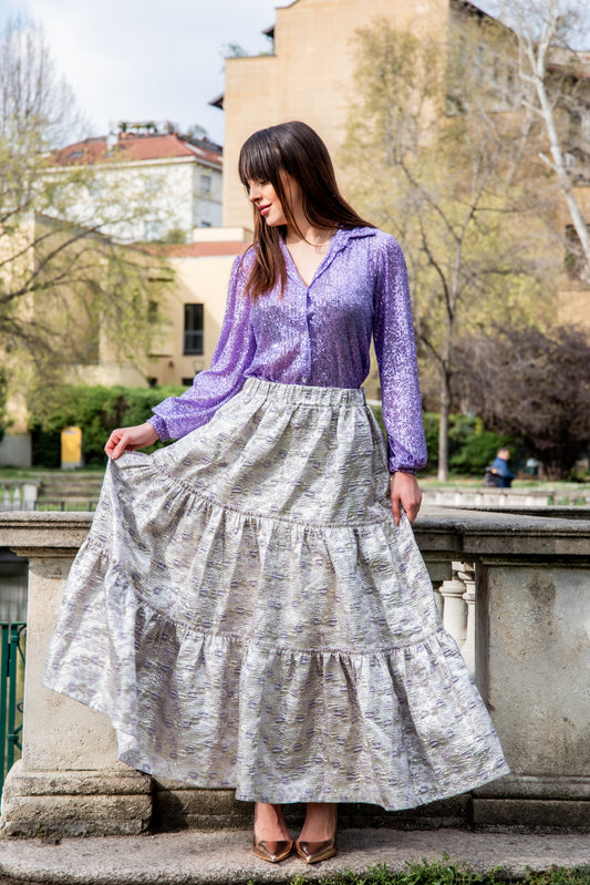 Gonna Franci Broccato argento