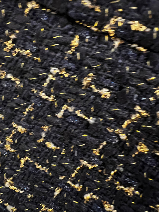 Gonna LINDA in Tweed Lame’ nera fili oro