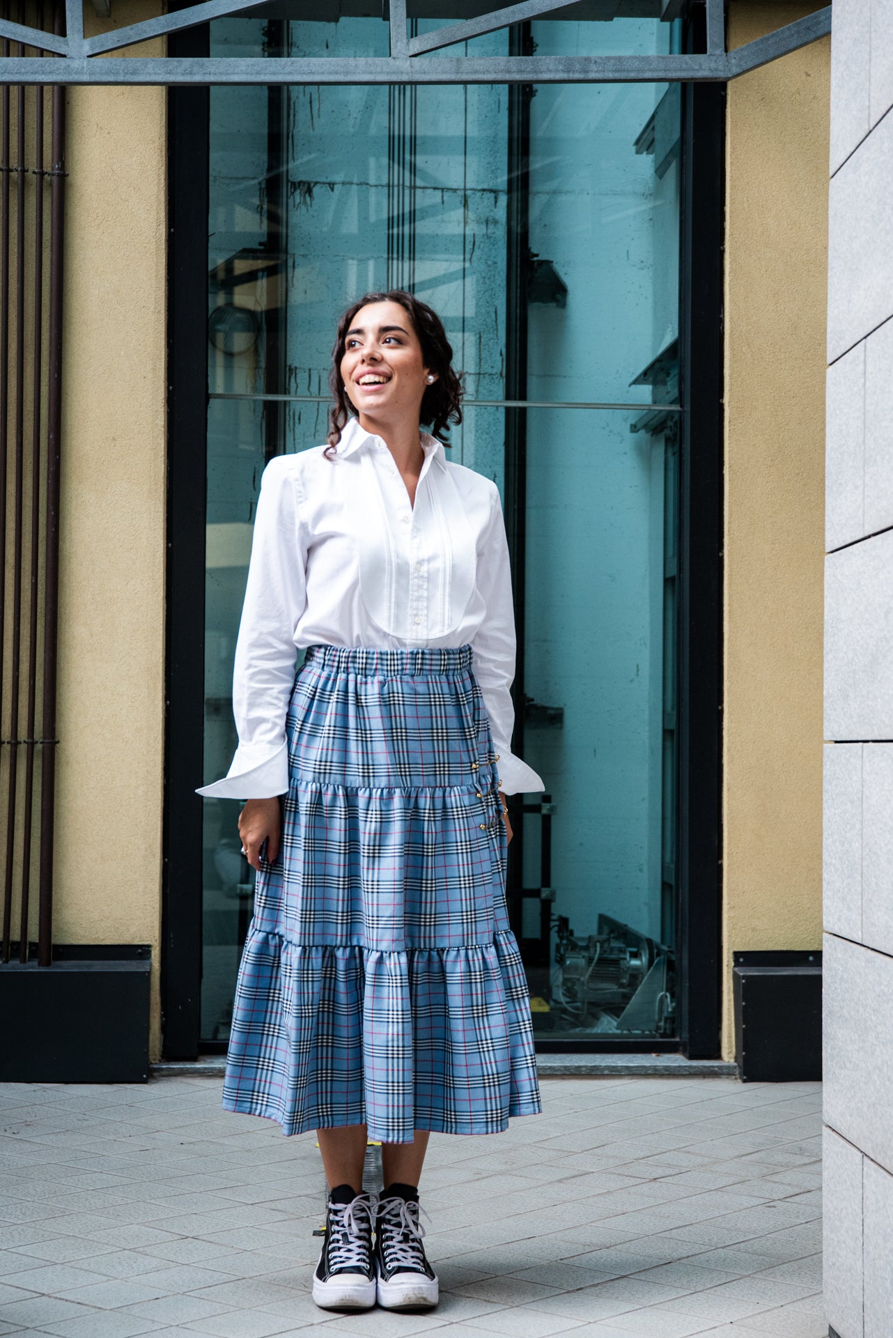 Gonna Franci Tartan Azzurro