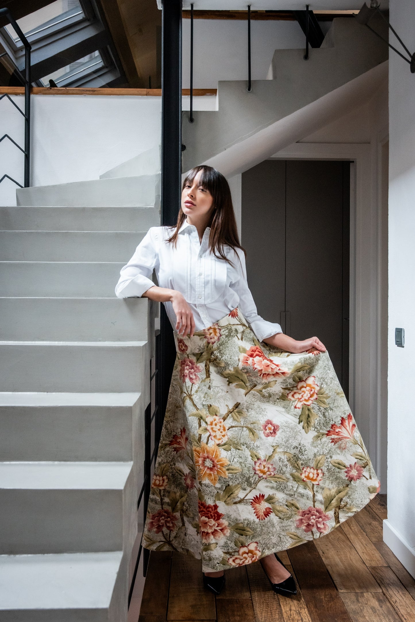 Gonna Valentina lino Fiori Lino