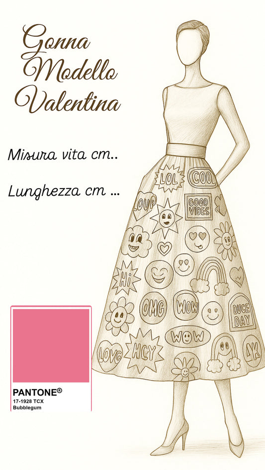 Gonna Valentina Smile Tessuto Douchesse Bubble Gum