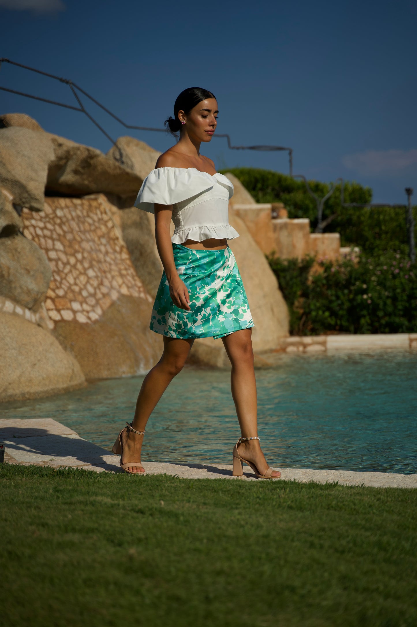 Gonna Monica Fiori Verde