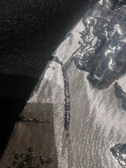 Gonna KIDS bicolore Duble lana nera e broccato argento