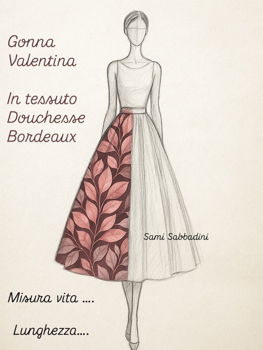 Gonna Valentina Foglie Burgundy