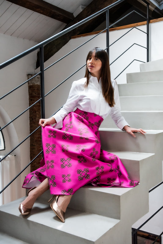 Gonna Valentina tessuto DOUCHESSE, SATIN O PANNO in motivo e colore PERSONALIZZATO