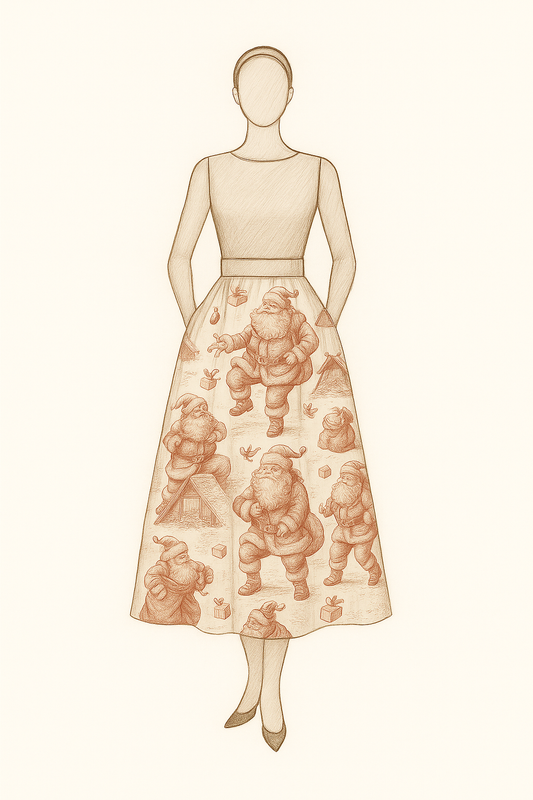 Gonna Valentina Babbo Natale Douchesse Verde e Nero