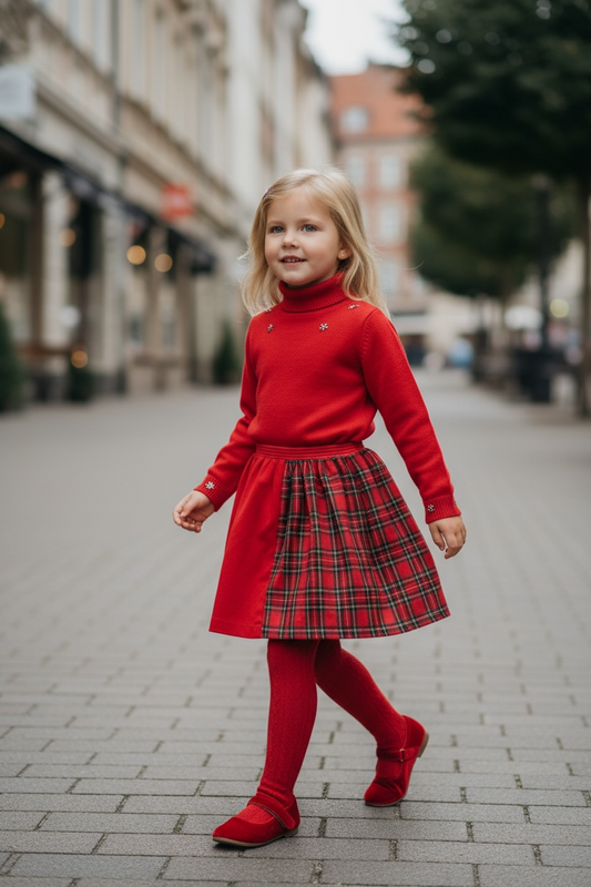 Gonna KIDS bicolore Duble rosso tartan
