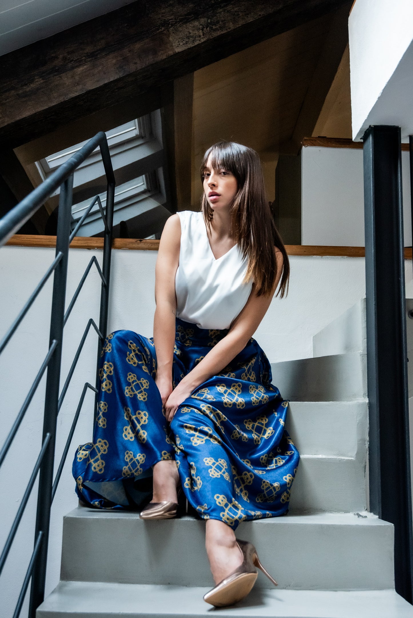 Gonna Valentina Catene Tessuto Satin Blu