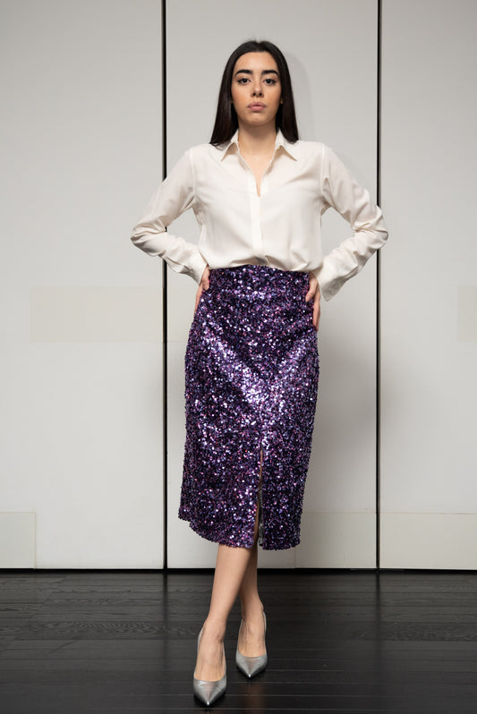 Gonna Sandrina Paillettes Viola