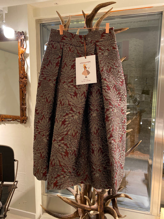 Gonna Robi Broccato Bordeaux e Argento