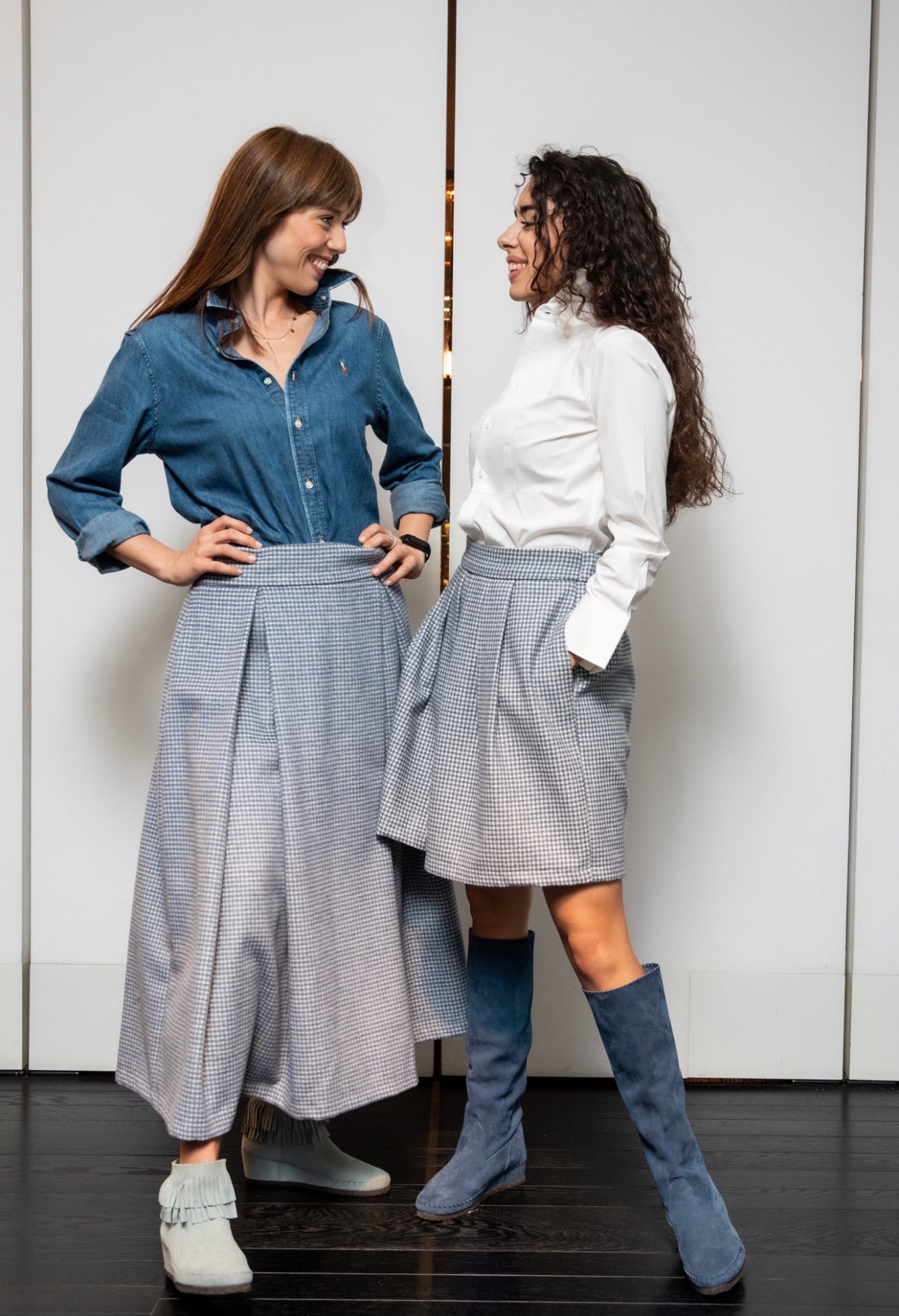 Gonna Paola Lana Quadretti Azzurro Cielo