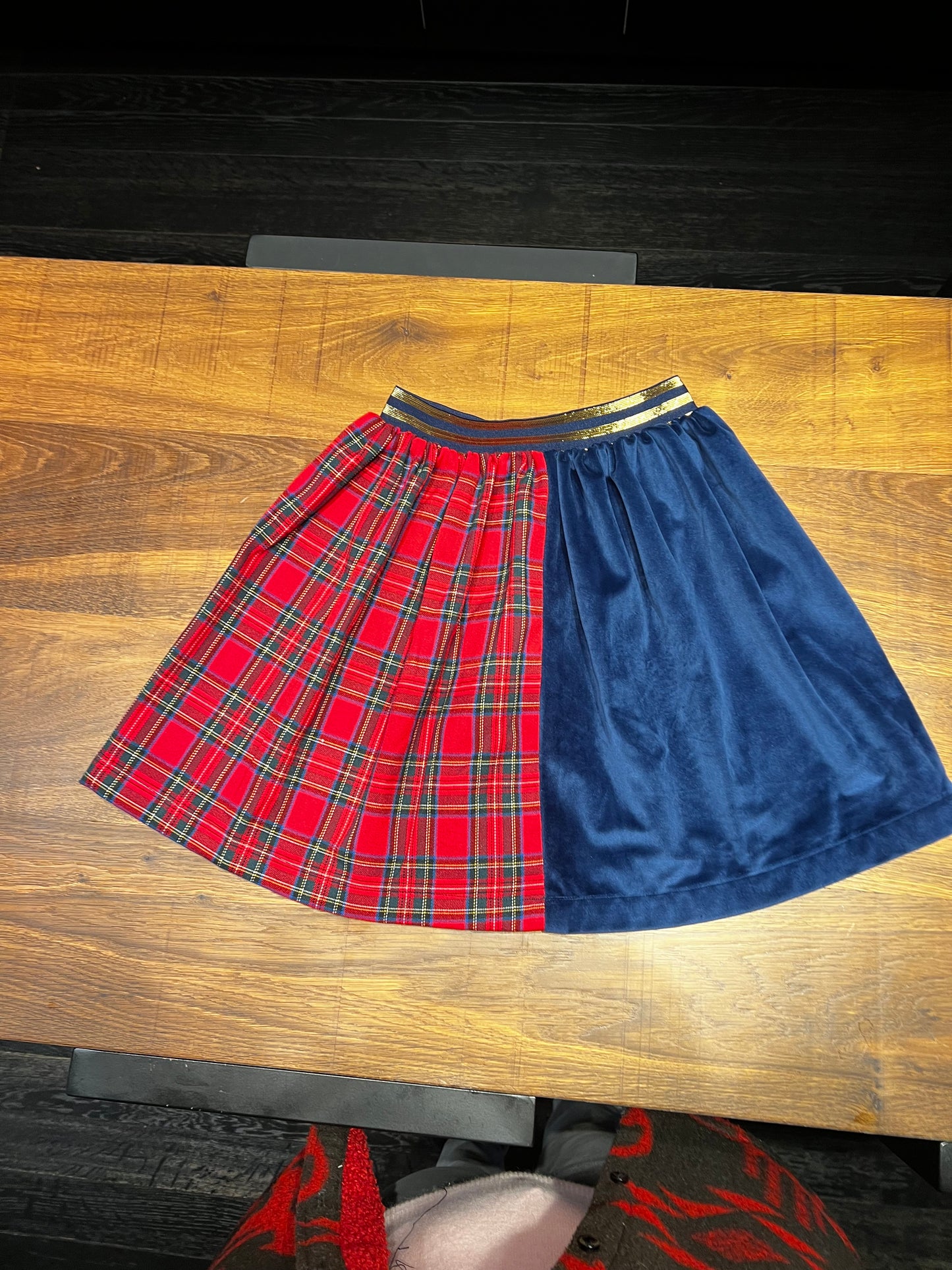 Gonna KIDS bicolore Duble velluto blu tartan