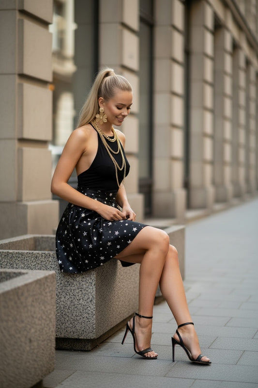 Gonna Paola Polvere di Stelle NERO