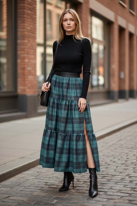 Gonna Franci Scacchi Verdi e Neri