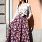 Gonna Malu’ Chiffon nero con fiori