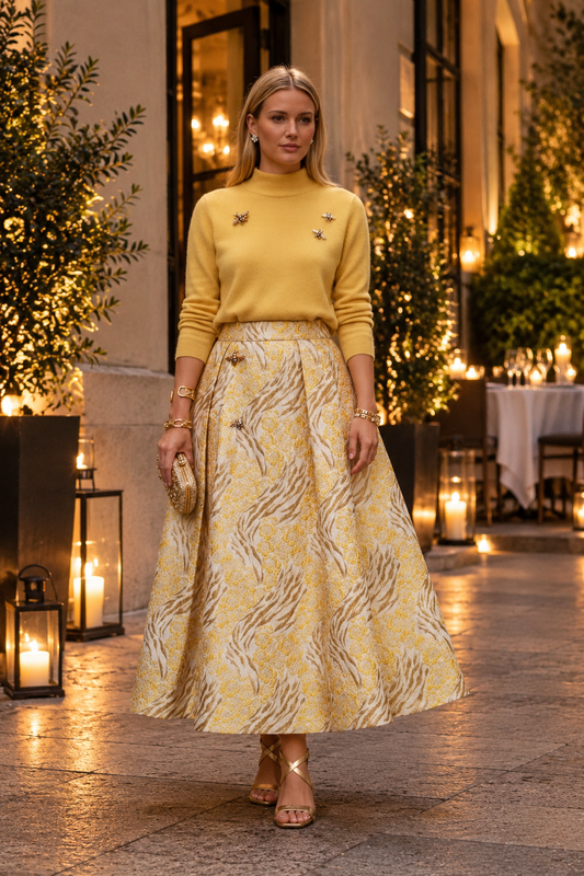 Gonna Robi  Broccato giallo limone