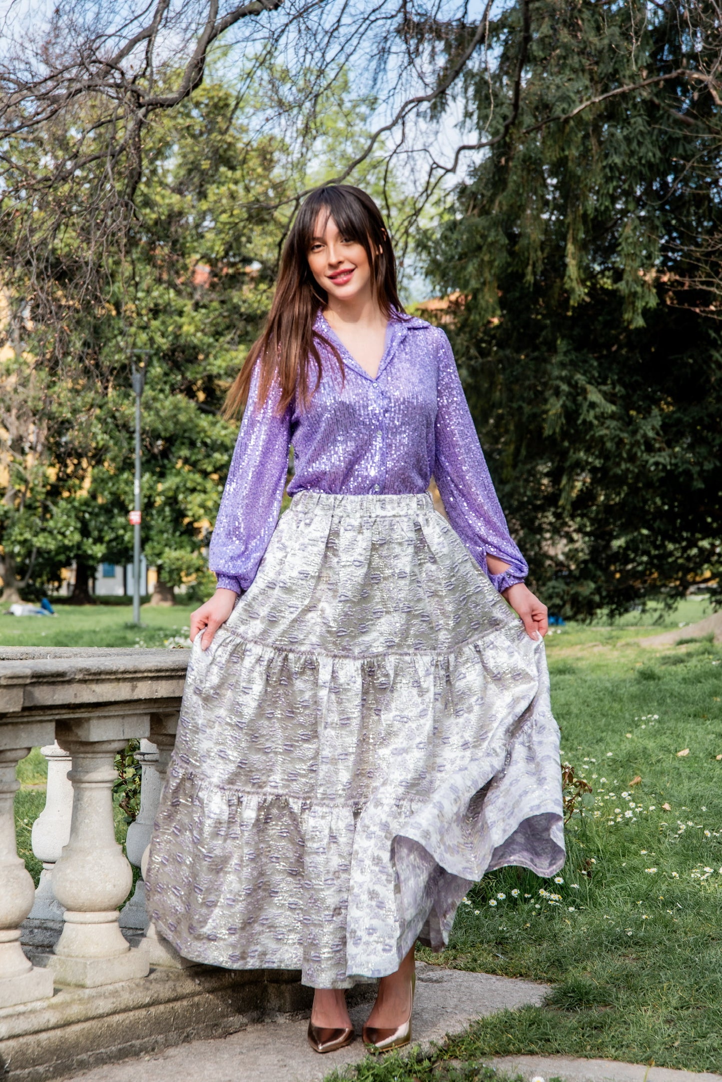 Gonna Franci  Broccato argento