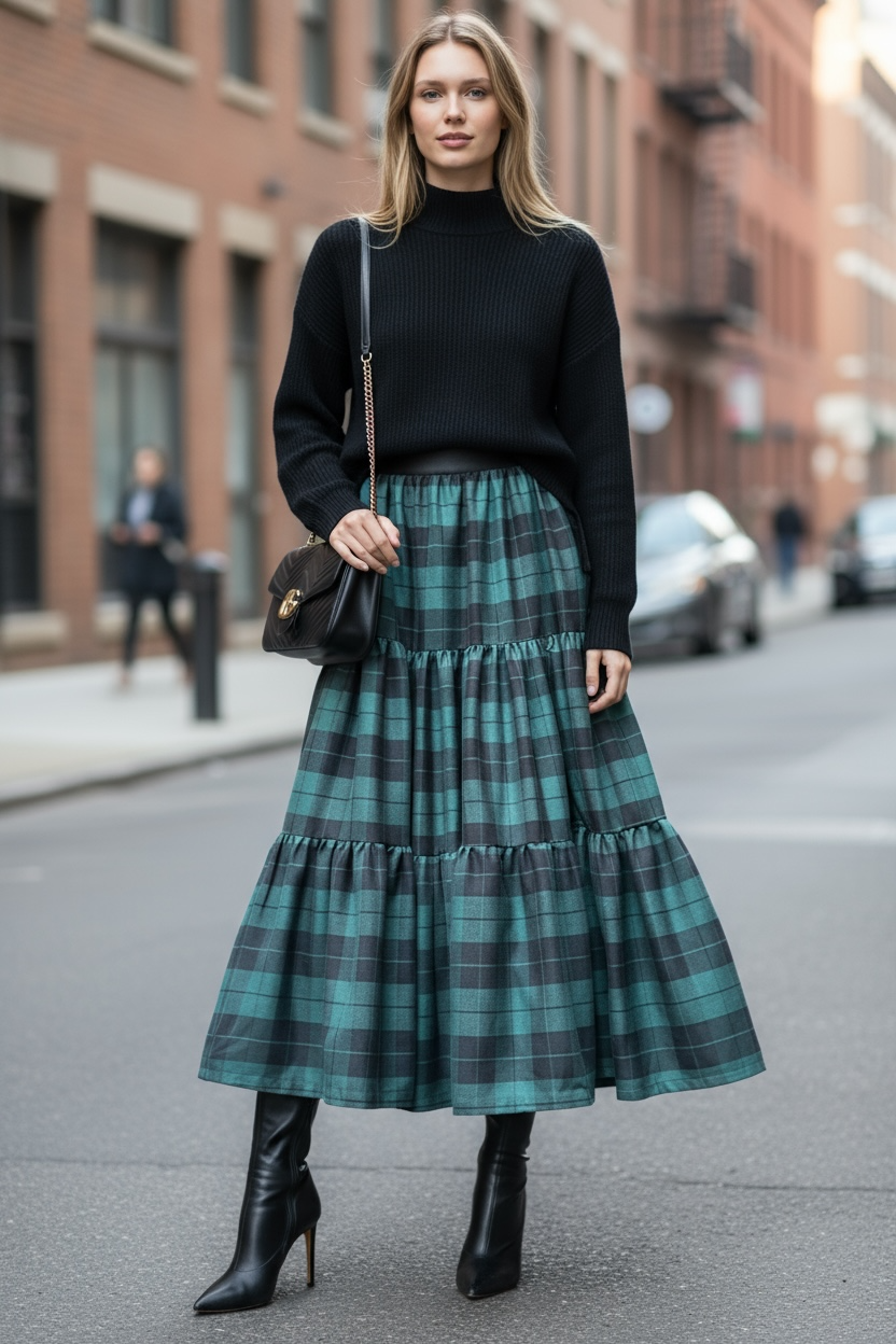 Gonna Franci Scacchi Verdi e Neri