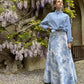Gonna Toile de Jouy Valentina cotone azzurra