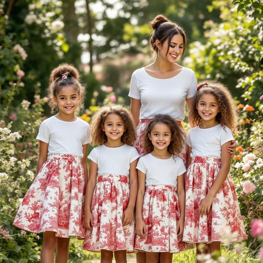 Gonna MINI ME Toile de Jouy rosso