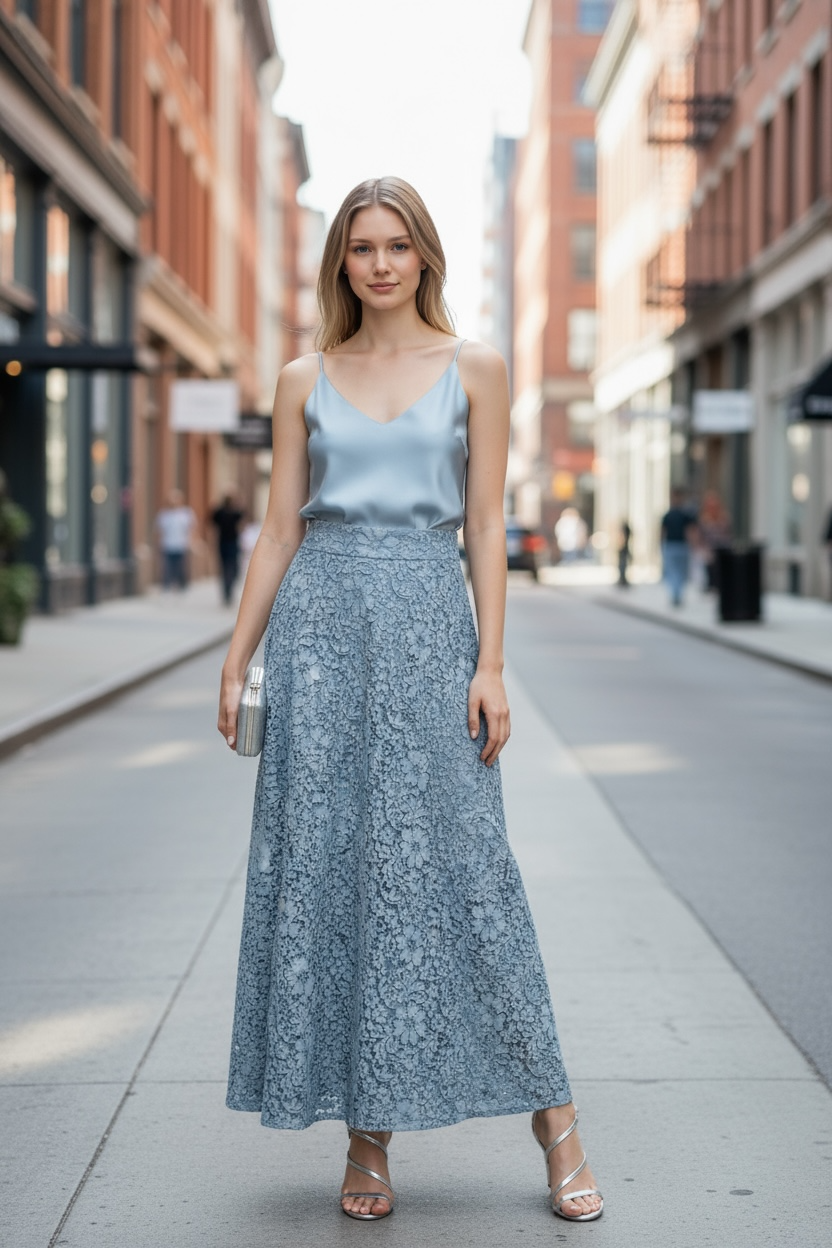 Gonna Valentina pizzo azzurro