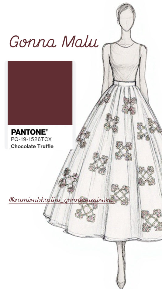 Gonna Valentina Catene Tessuto Satin Cioccolato