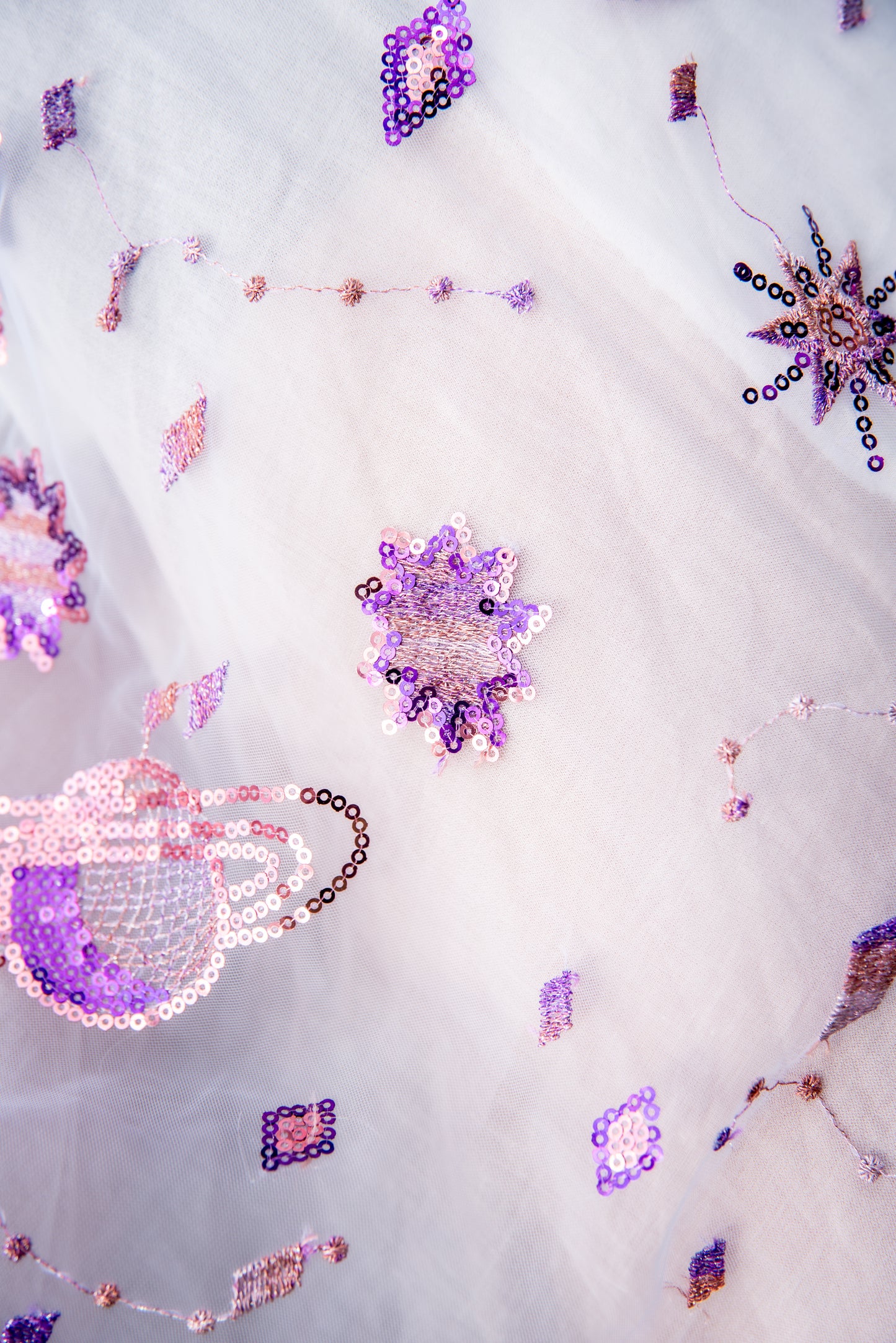 Gonna VALENTINA organza e paillettes lilla LUXURY EDITION