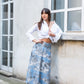 Gonna Toile de Jouy Valentino raso di cotone Azzurra