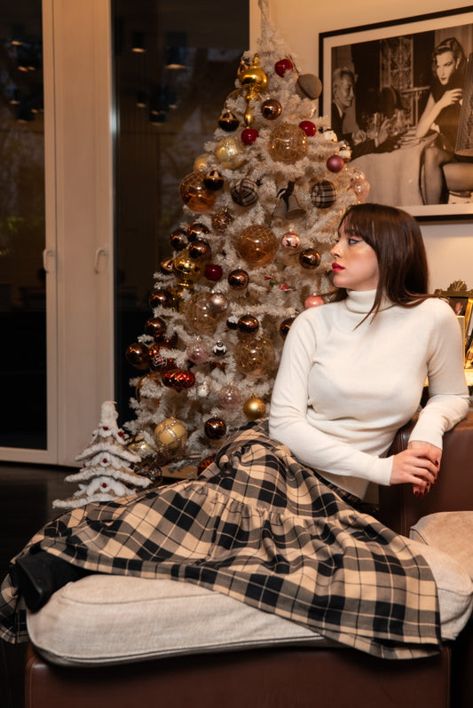 Gonna Franci Tartan Scacchi Beige