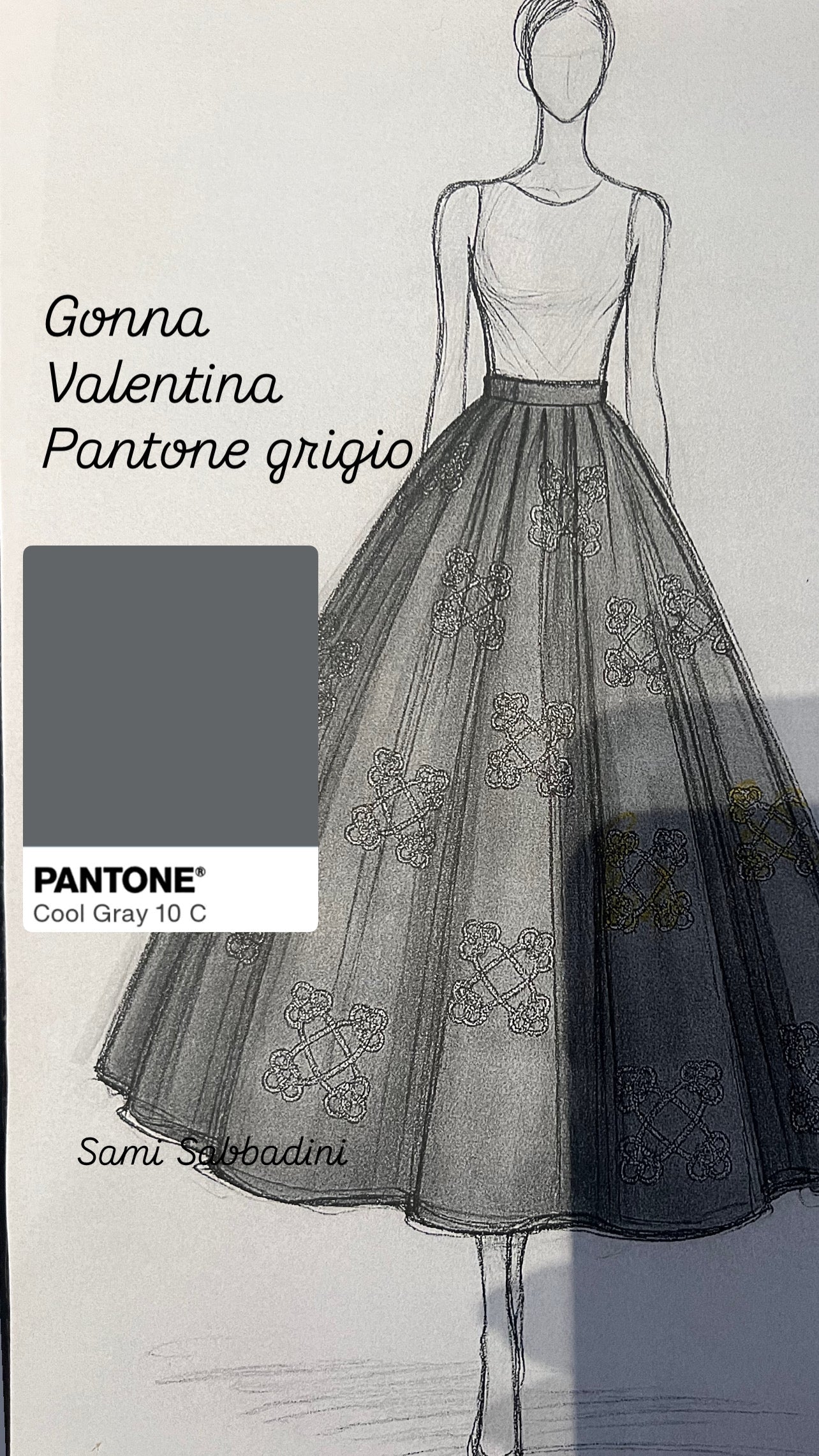 Gonna VALENTINA Tessuto Satin Catene Grigio
