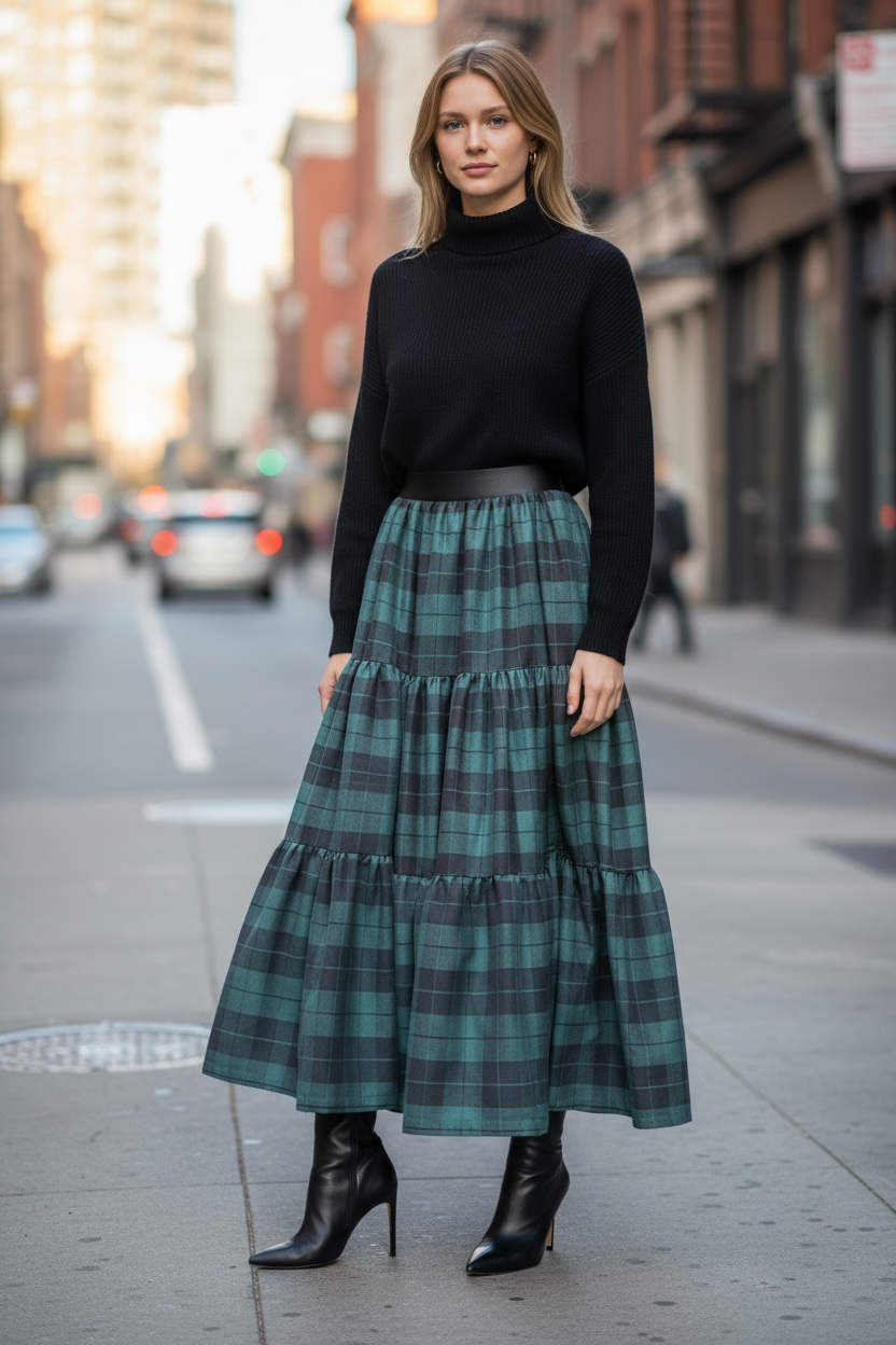 Gonna Franci Scacchi Verdi e Neri