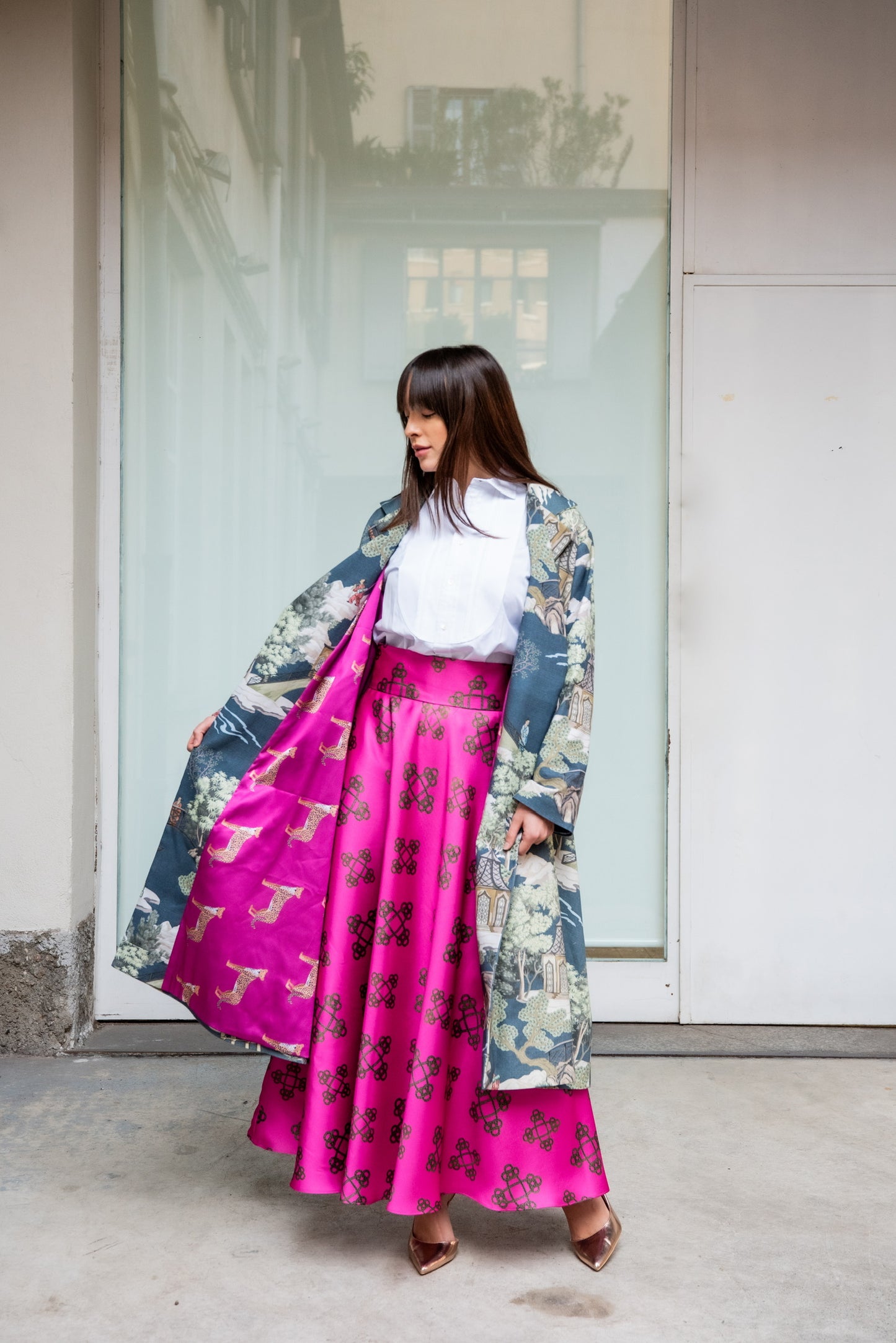 Gonna Valentina tessuto DOUCHESSE, SATIN O PANNO in motivo e colore PERSONALIZZATO