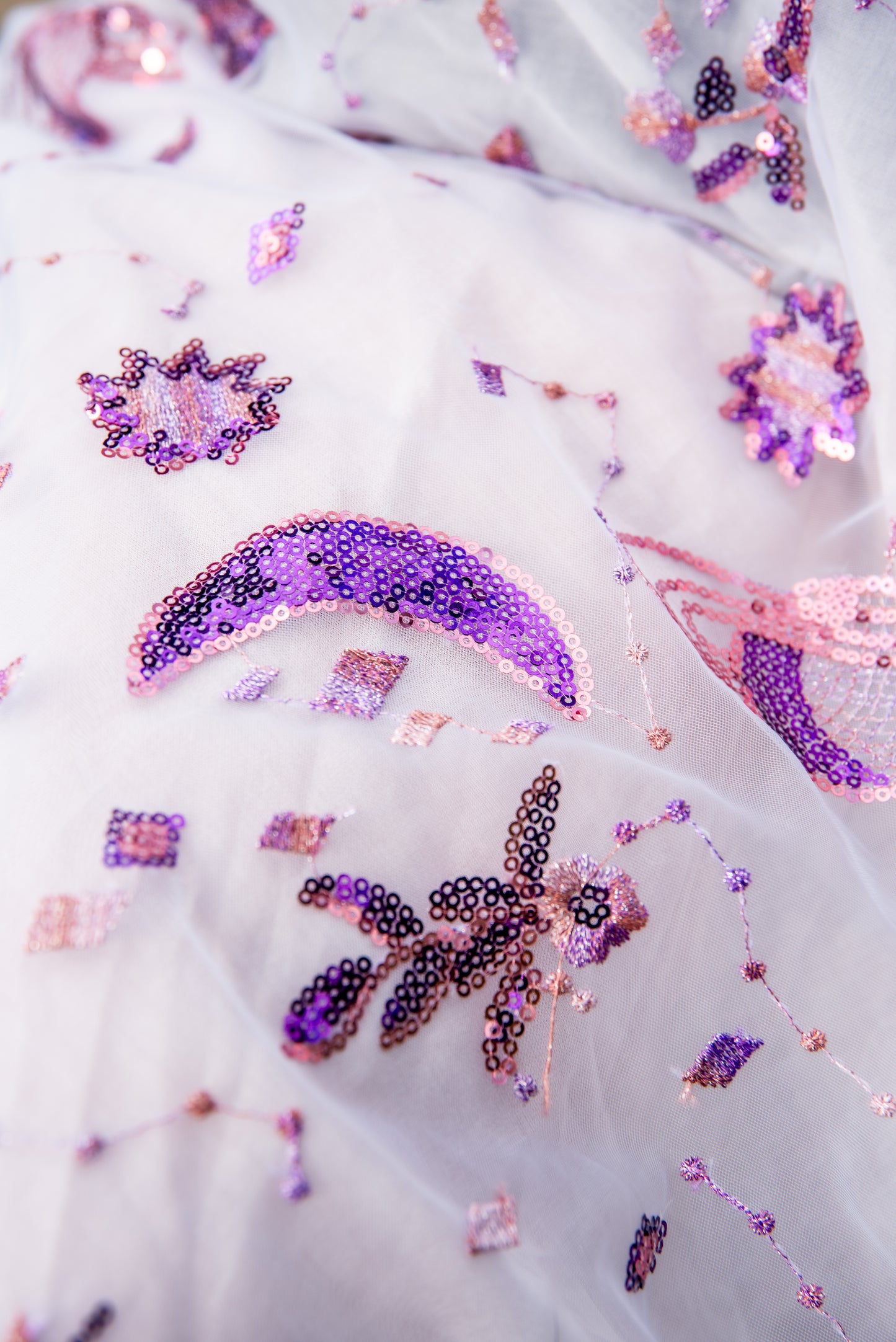 Gonna VALENTINA organza e paillettes lilla LUXURY EDITION