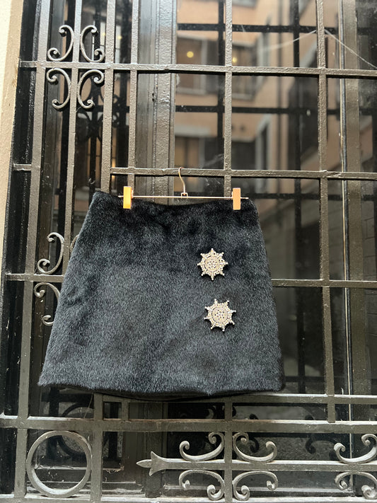 Minigonna Monica faux fur e Fiocchi di neve