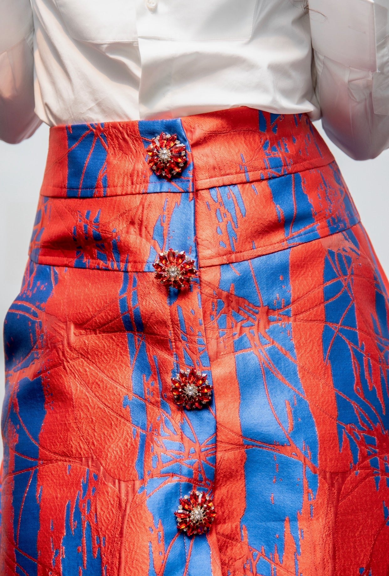 Gonna Letizia Broccato Rosso