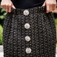 Gonna Tiziana Tweed Nero Bottoni gioiello