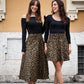 Gonna Valentina lunga in jeans Leopardo