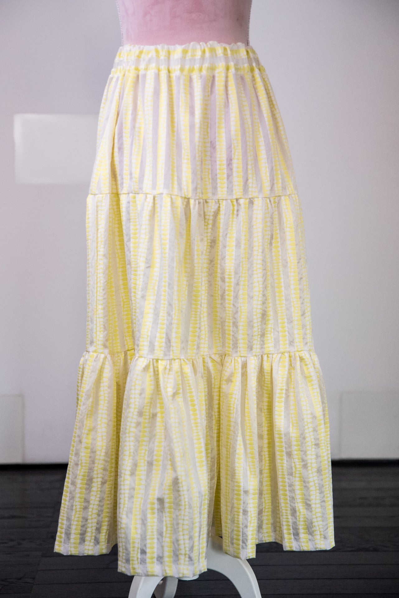 Gonna Franci Organza Ricamata Giallo