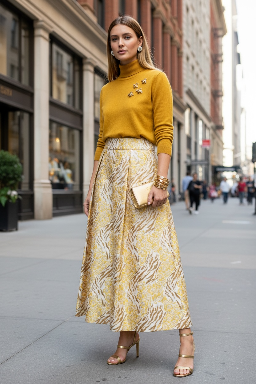 Gonna Robi  Broccato giallo limone