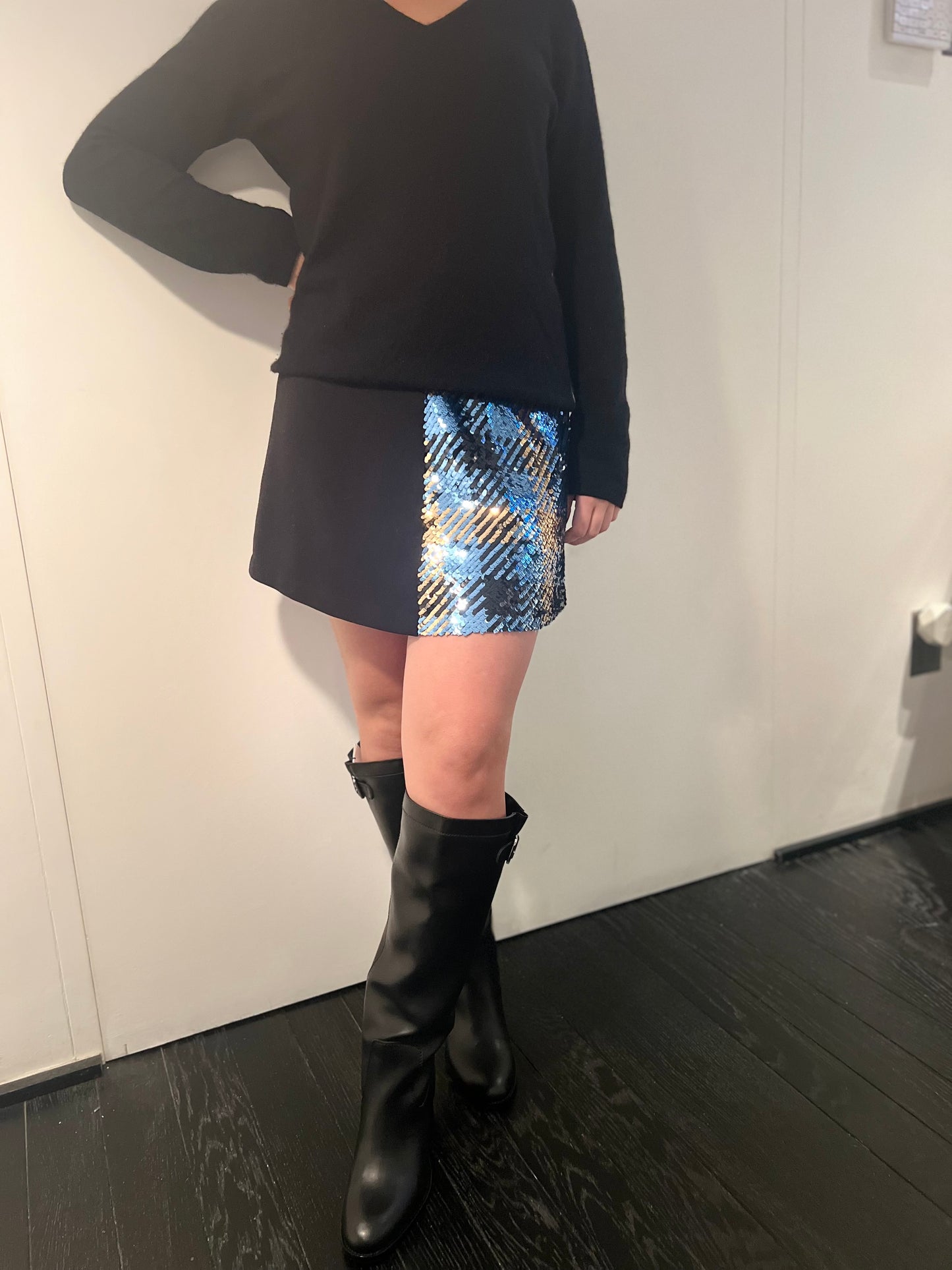 Gonna Monica Paillettes Turchesi a scacchi