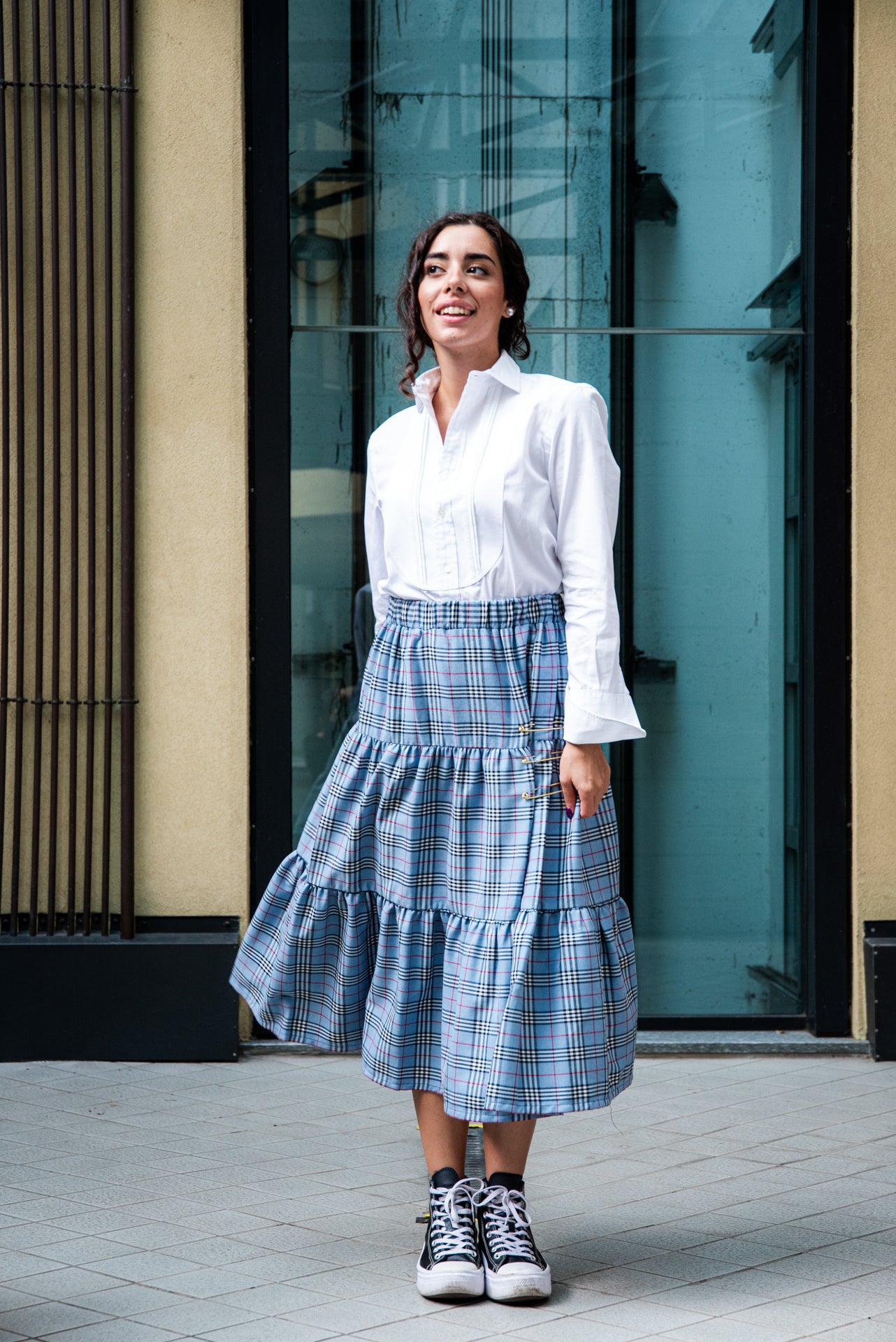 Gonna Franci Tartan Azzurro