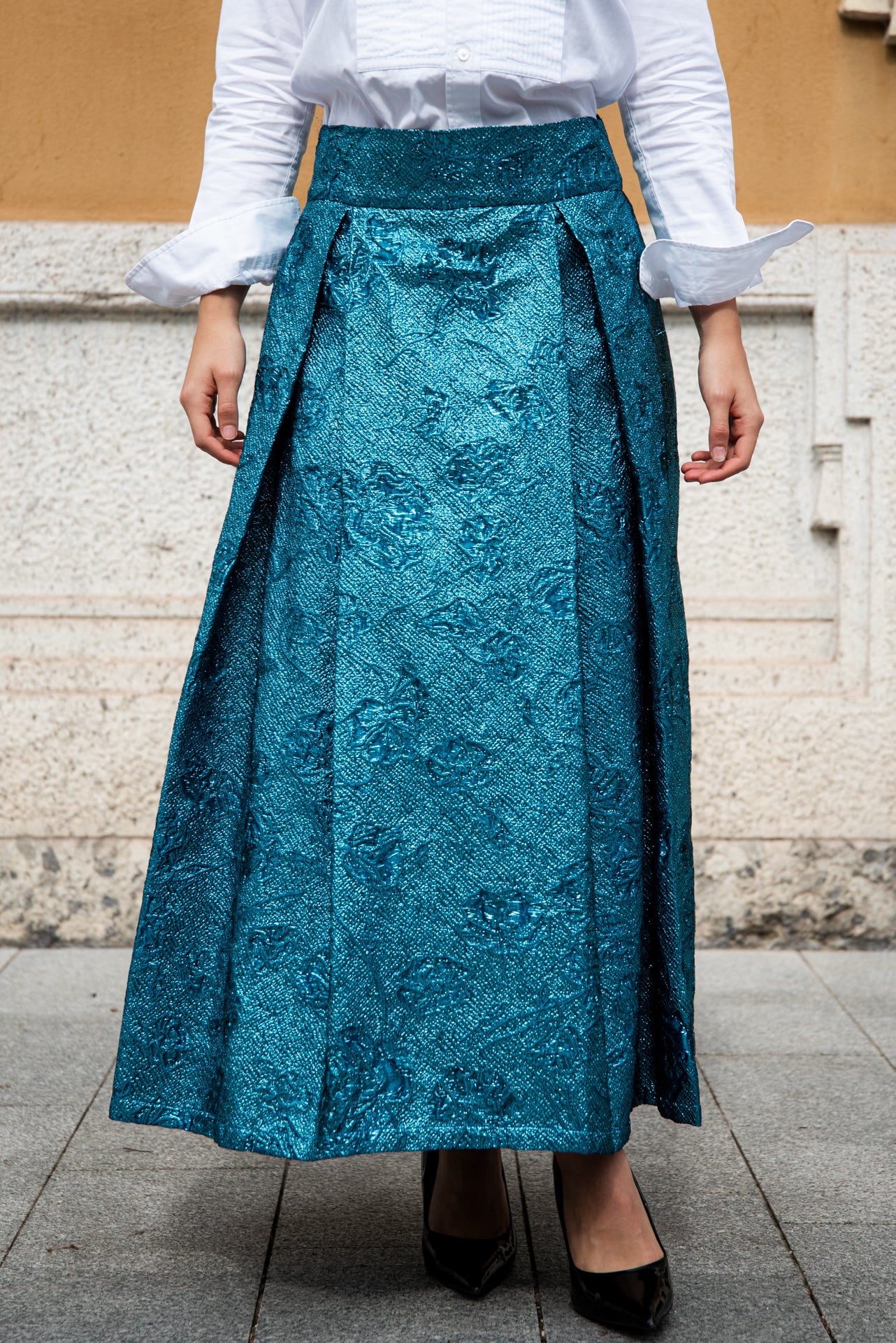 Gonna Robi  broccato ottanio