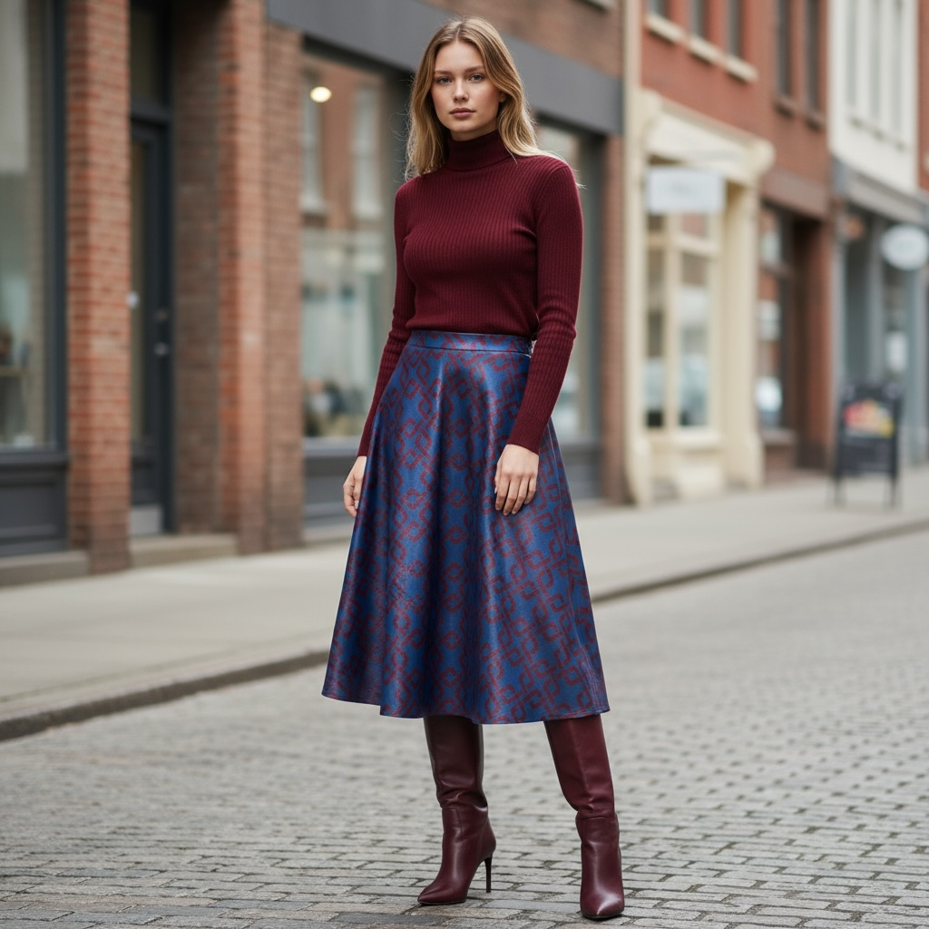 Gonna Malu’ in satin Blu motivo greche