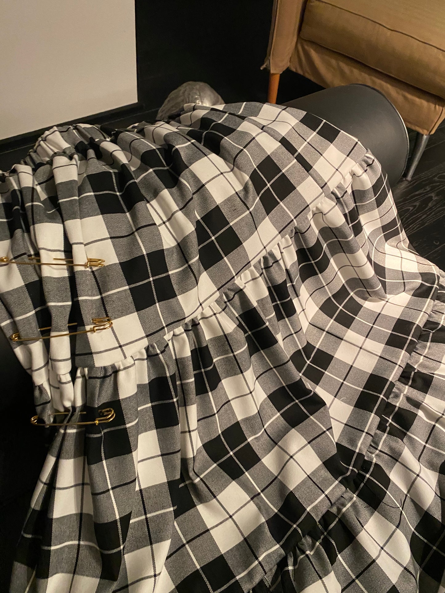 Gonna Franci Tartan Scacchi Bianco