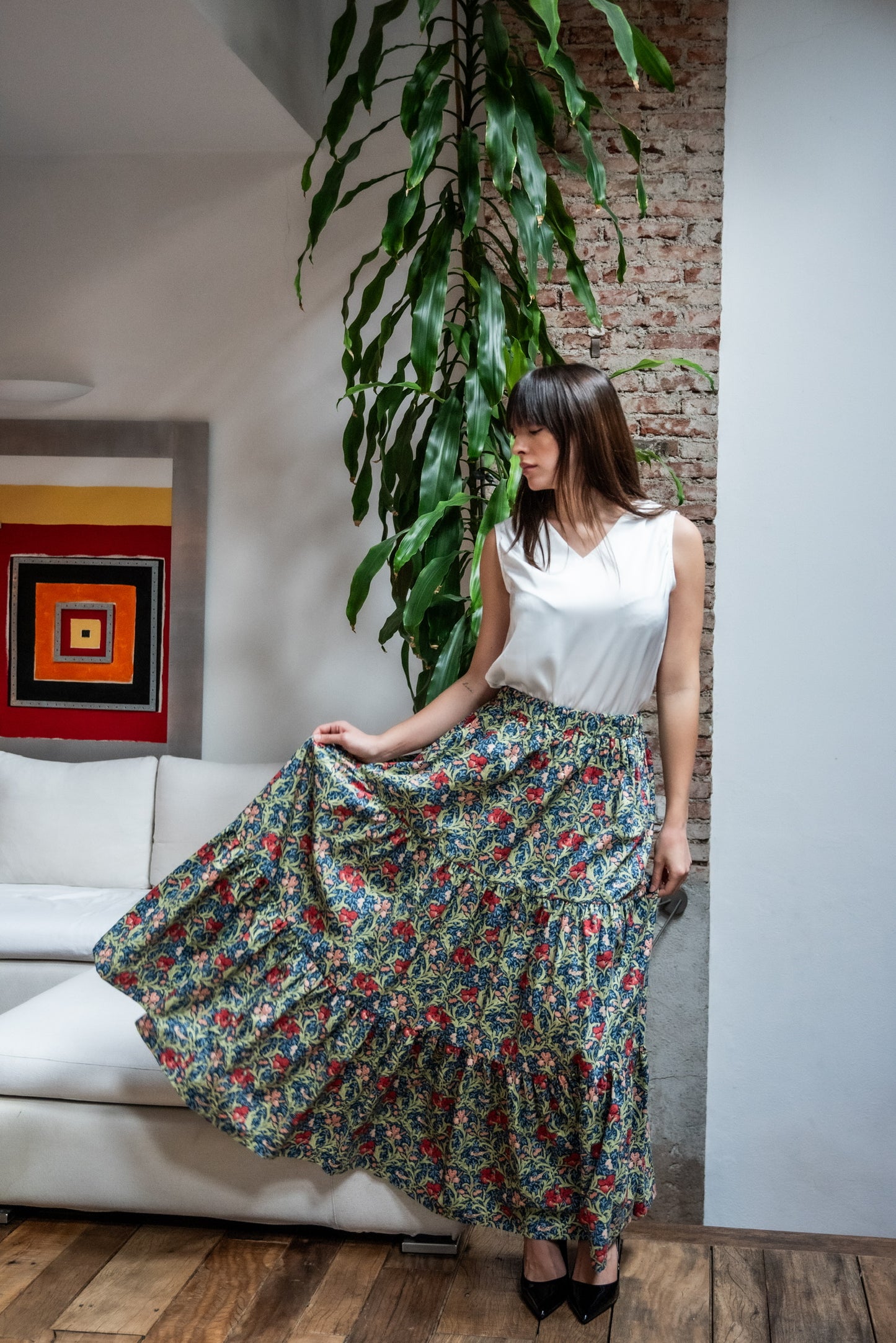 Gonna Franci Cotone Liberty Verde