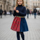 Gonna KIDS bicolore Duble velluto blu tartan