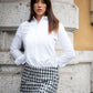 Gonna Monica in tweed Bianco e Nero con Paillettes