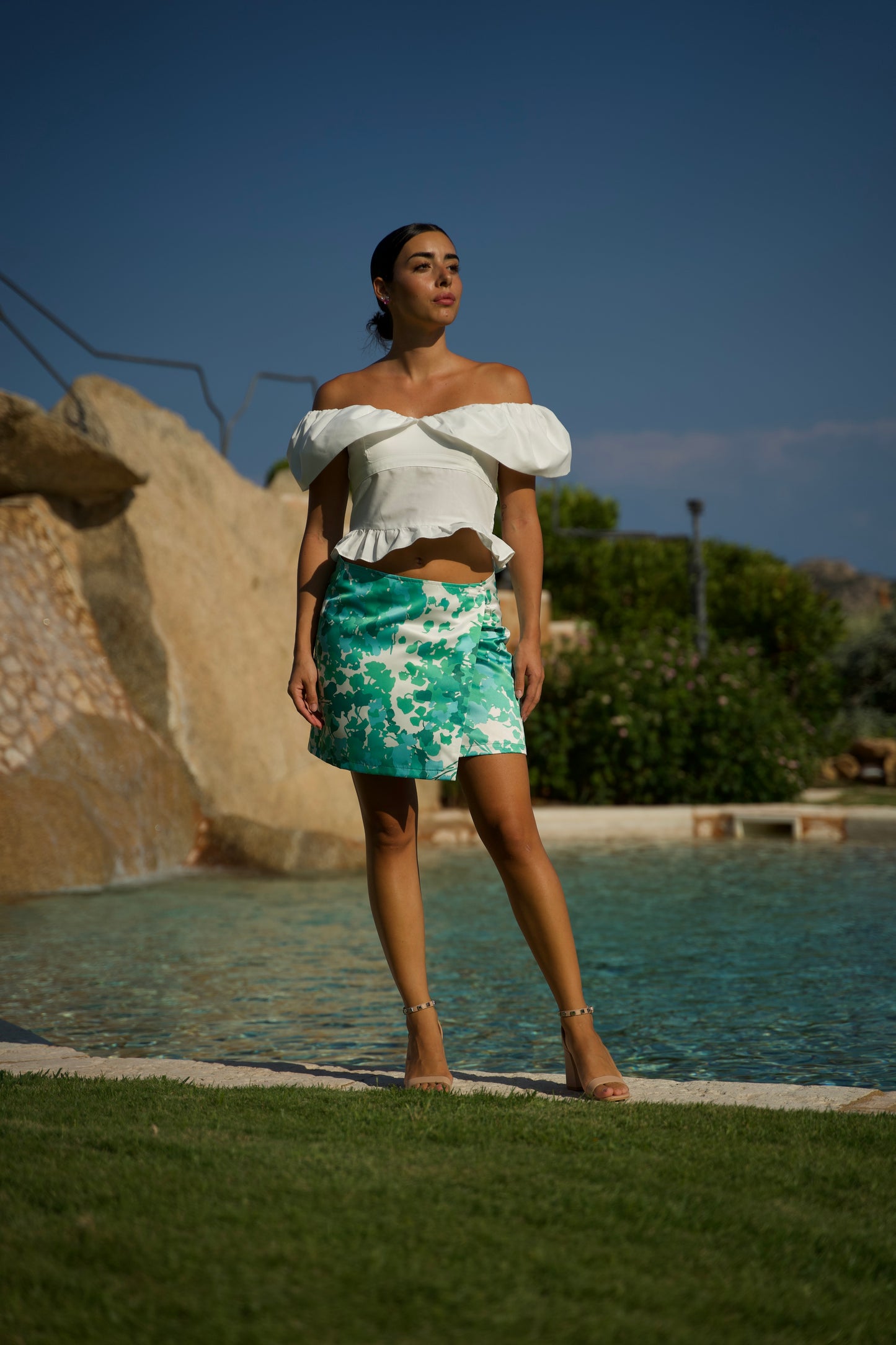 Gonna Monica Fiori Verde